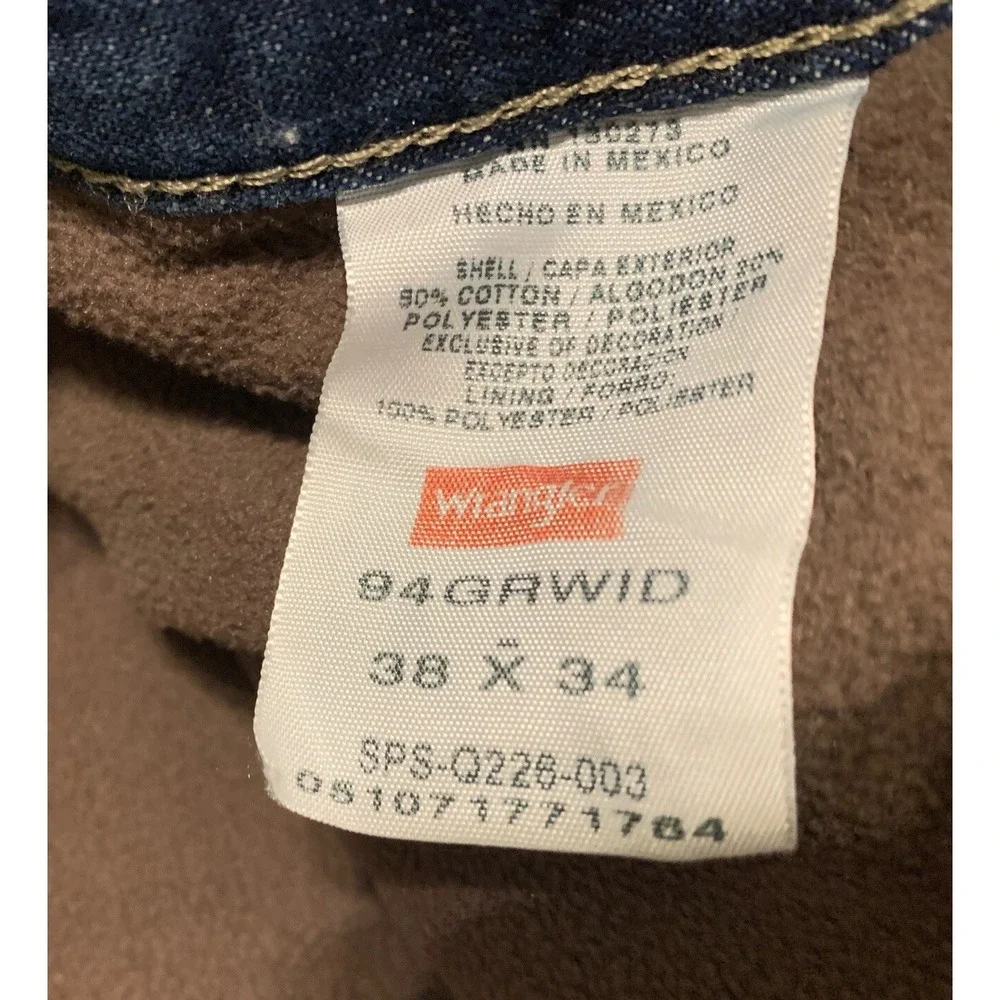 Wrangler fleece lined Carpenter Jeans men's 38x34‎ blue
